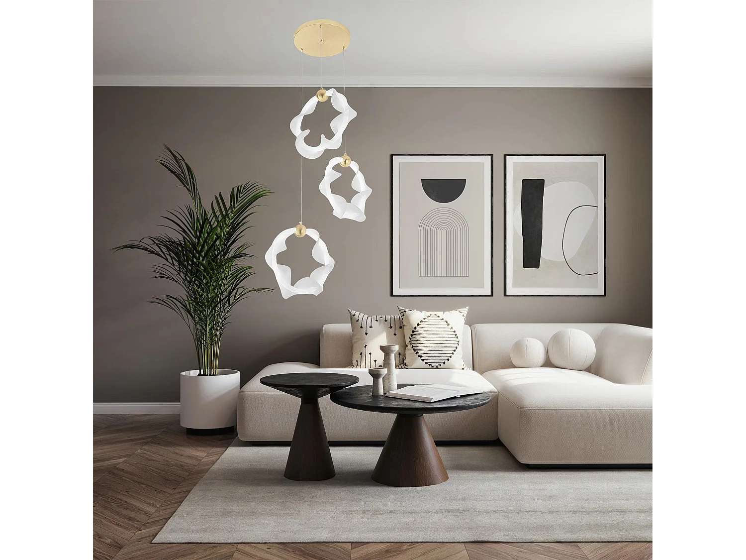 Lampe Suspendue Led Toolight G012-3Cpr White Gold