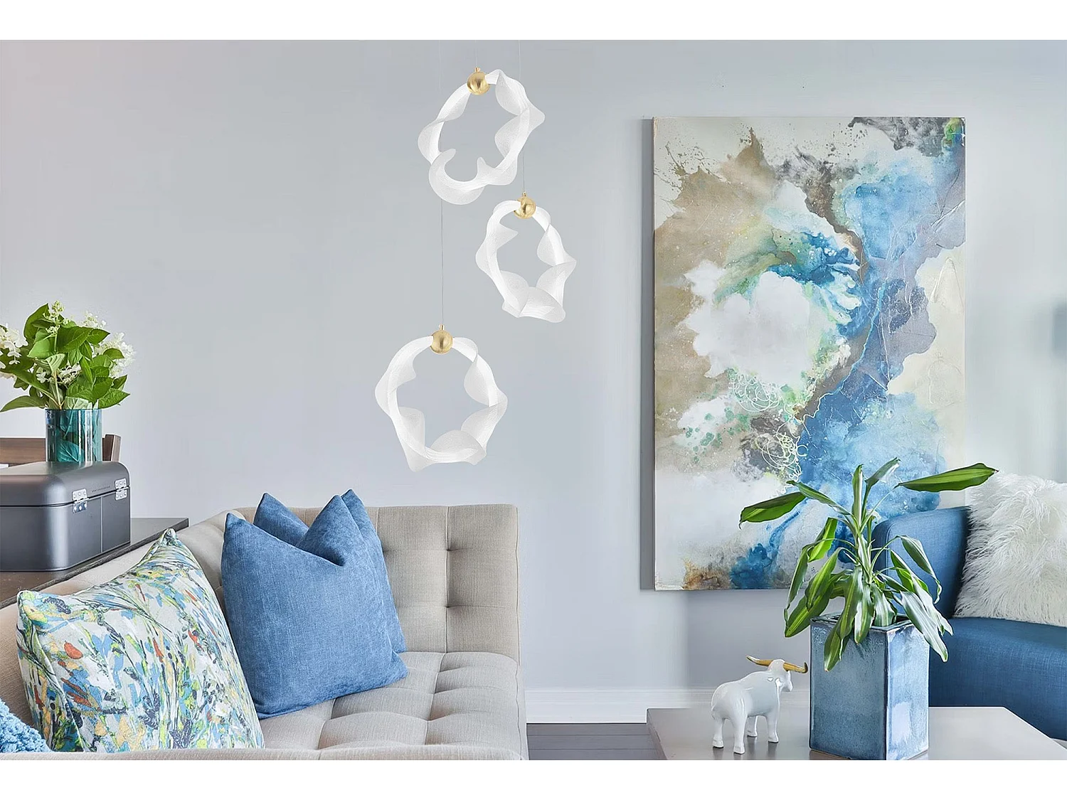 Lampe Suspendue Led Toolight G012-3Cpr White Gold