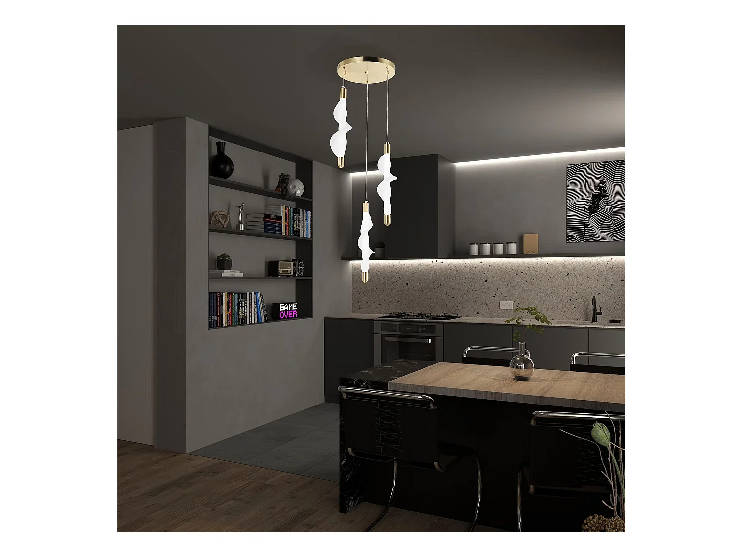 Lampe Suspendue Led Toolight G009-3Cpr White Gold