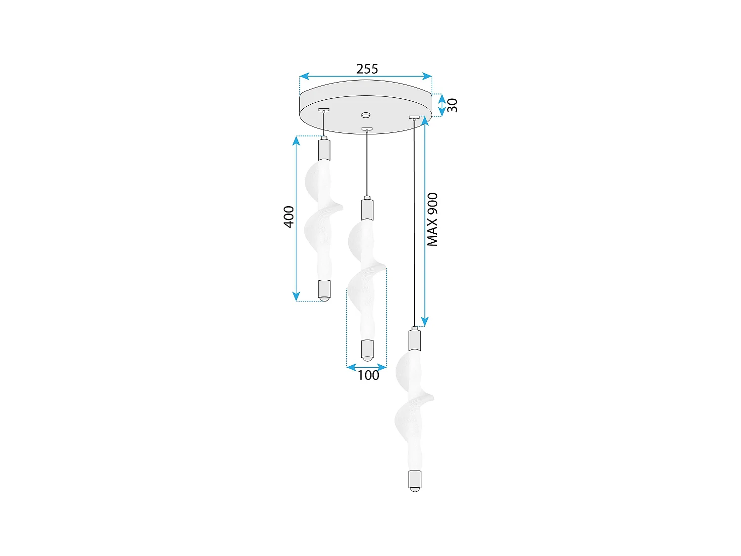 Lampe Suspendue Led Toolight G009-3Cpr White Gold