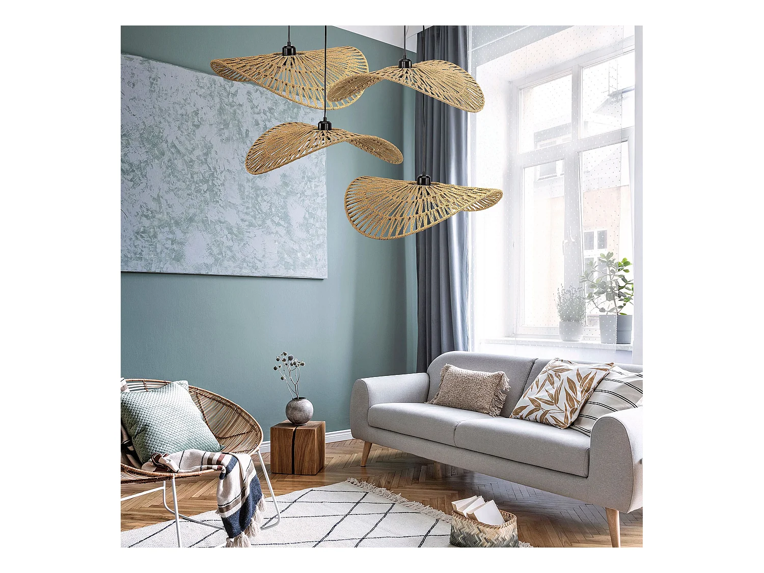 Lampe Suspendue Toolight App1739-1Cp Beige 50Cm