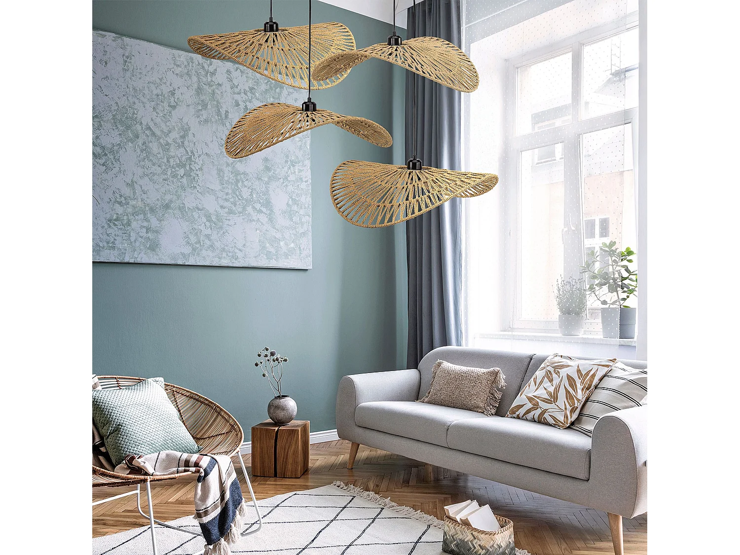 Lampe Suspendue Toolight App1739-1Cp Beige 50Cm