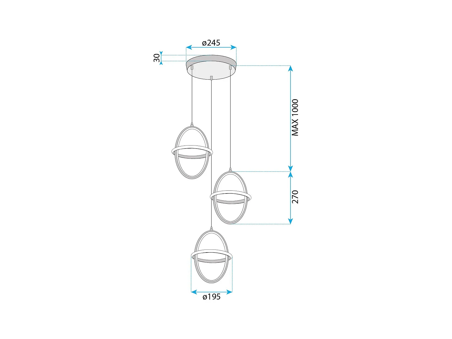 Hanglamp Led Toolight G064-3Cpr Gold