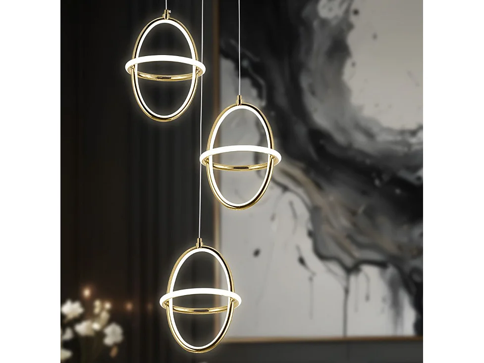 Candeeiro Suspenso Led Toolight G064-3Cpr Gold