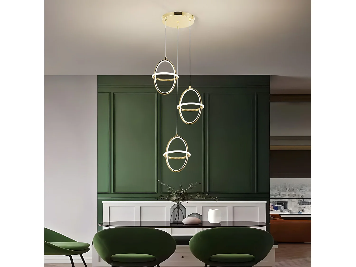 Candeeiro Suspenso Led Toolight G064-3Cpr Gold