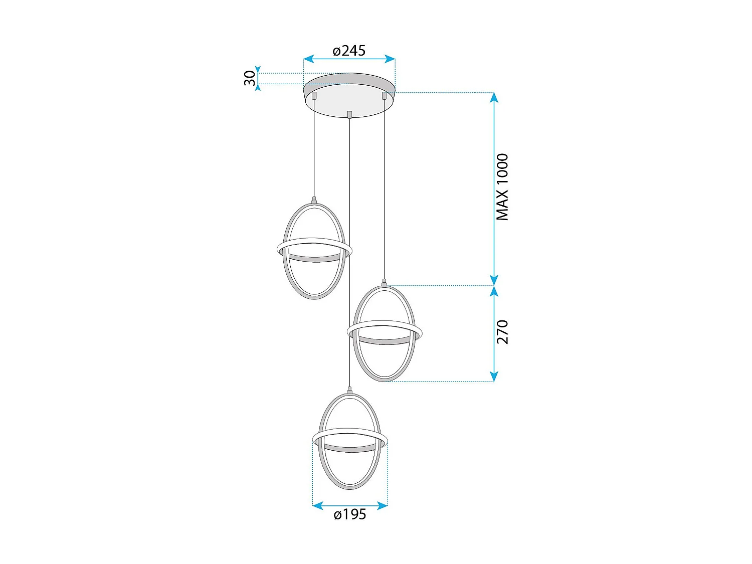 Candeeiro Suspenso Led Toolight G064-3Cpr Gold