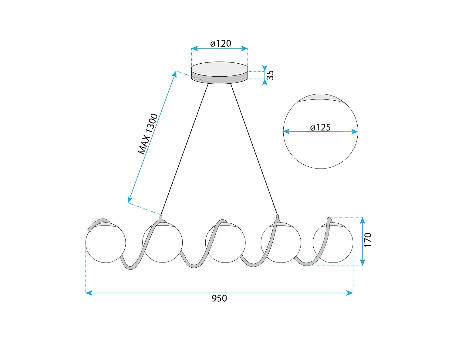 Lampe Suspendue Toolight App1780-5Cp Gold