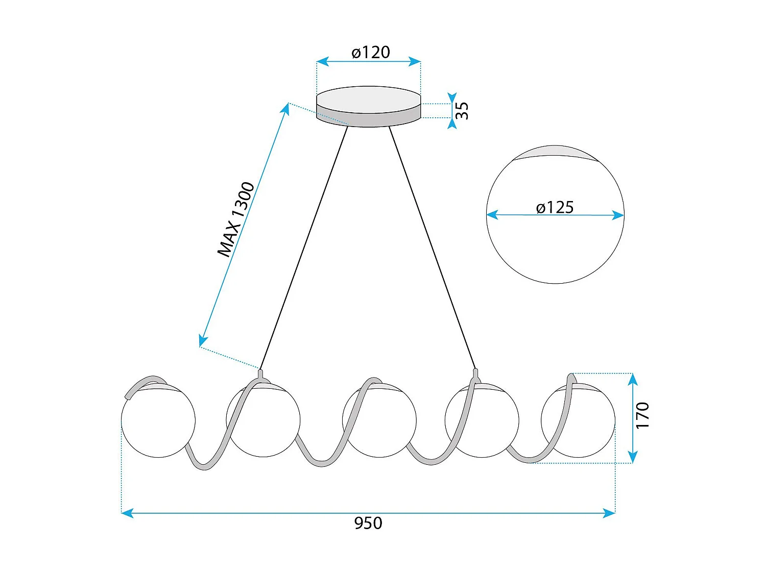 Lampe Suspendue Toolight App1780-5Cp Gold