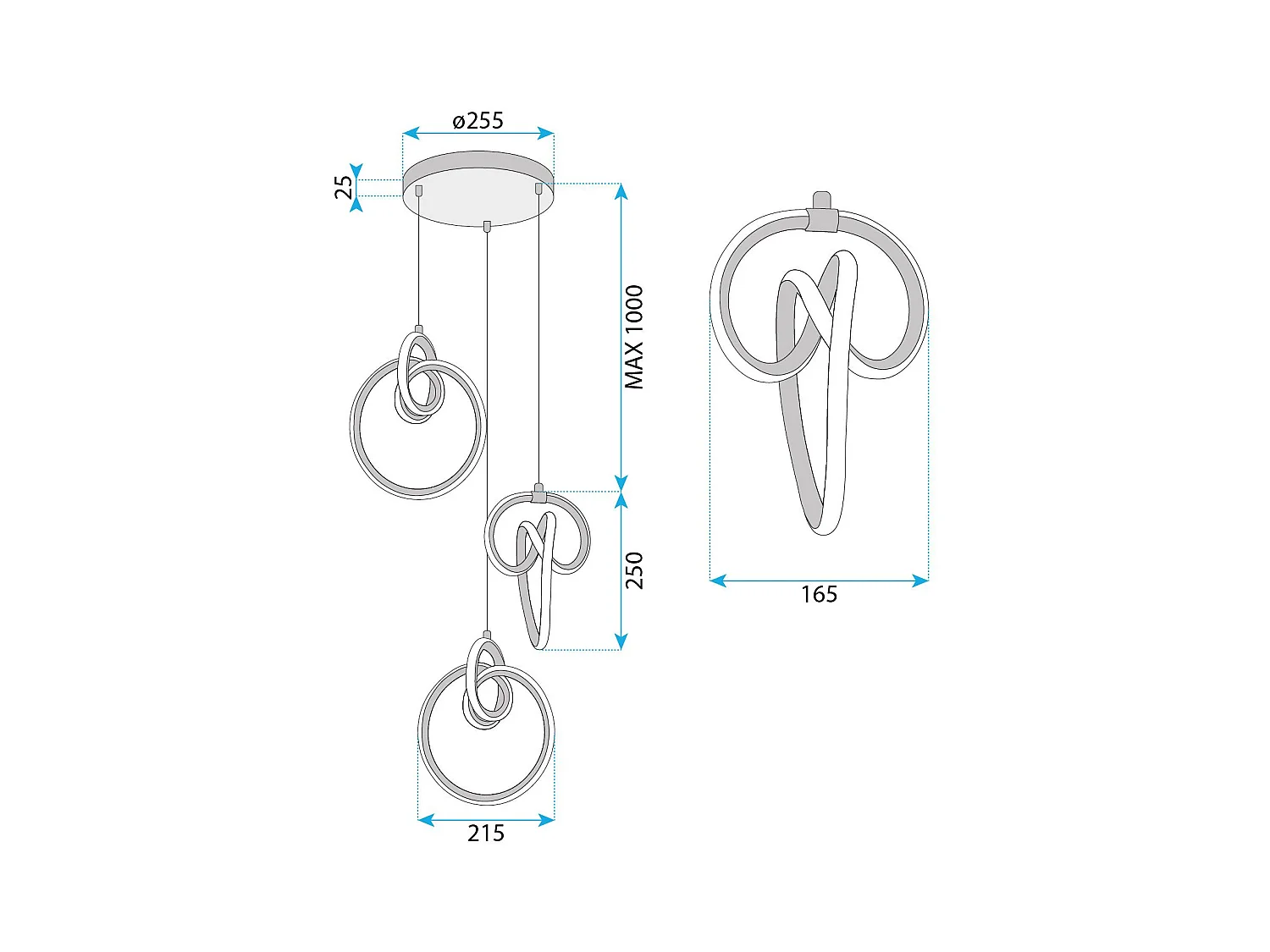 Lampe Suspendue Led Toolight G072-3Cpr Gold