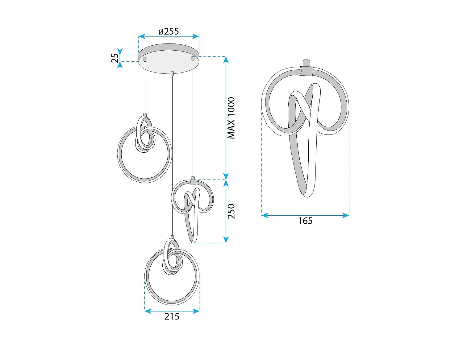 Lampe Suspendue Led Toolight G072-3Cpr Gold