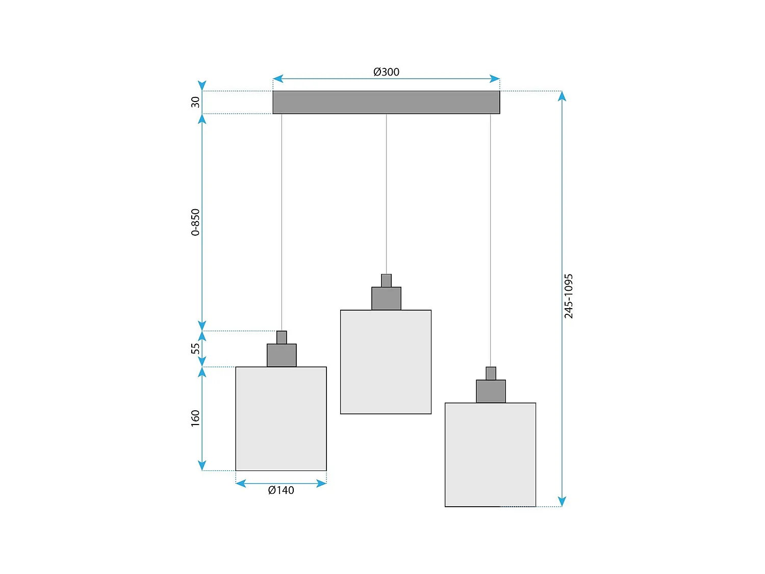 Lampe Suspendue Toolight App1820-3Cpr Black