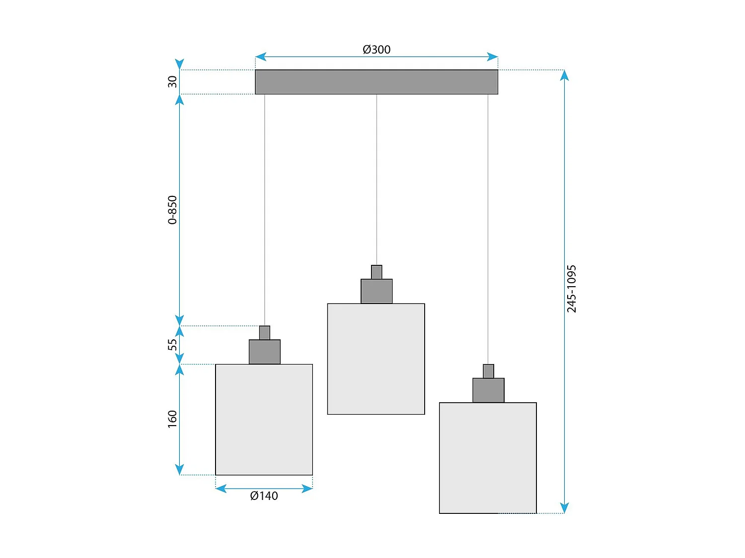 Lampe Suspendue Toolight App1820-3Cpr Black