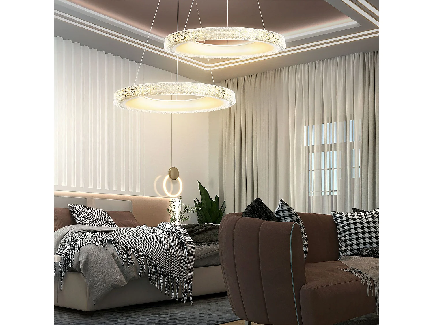 Lampe Suspendue Led Toolight Ms002-Cp Rose Gold 60Cm