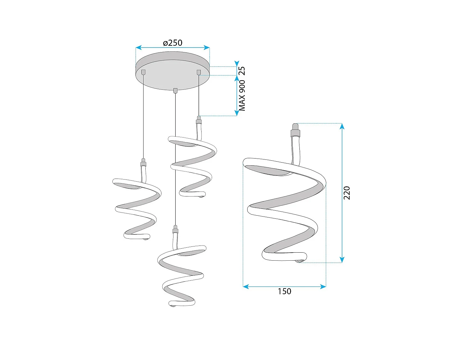 Lampe Suspendue Led Toolight G075-3Cpr Gold