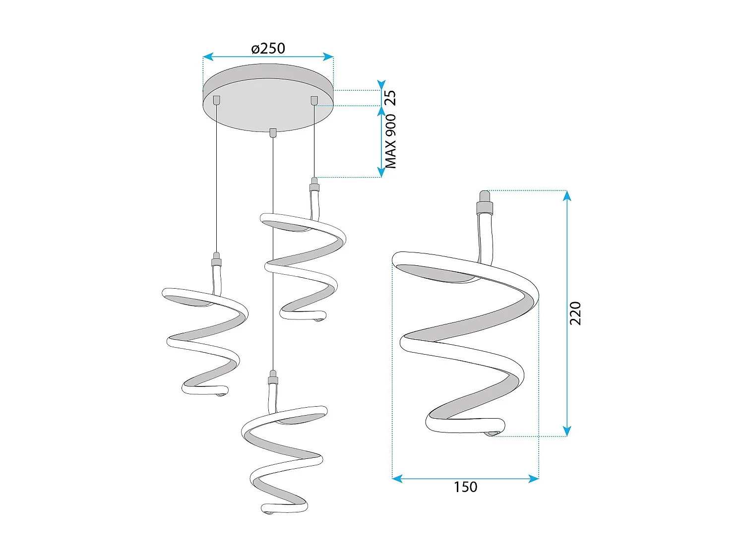 Lampe Suspendue Led Toolight G075-3Cpr Gold