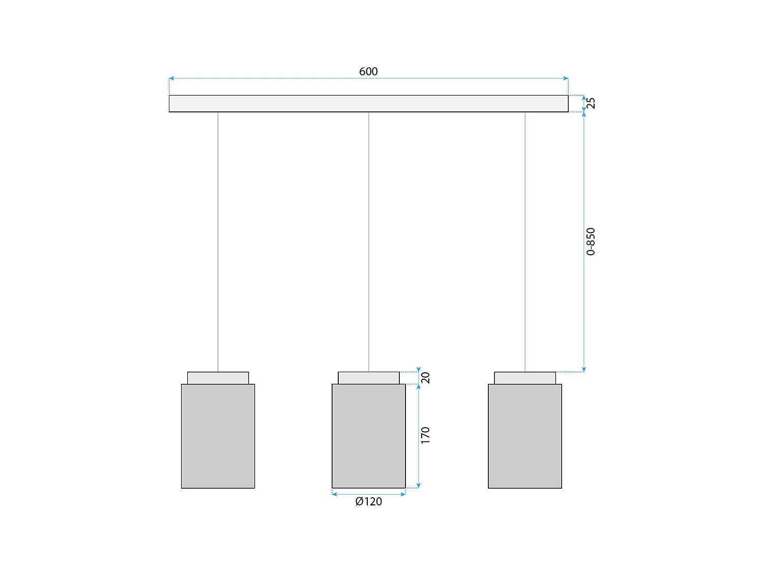Lampe Suspendue Toolight App1812-3Cp Grey
