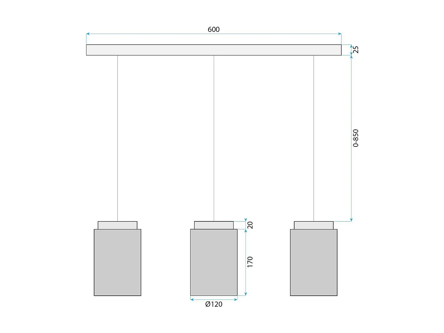 Lampe Suspendue Toolight App1812-3Cp Grey