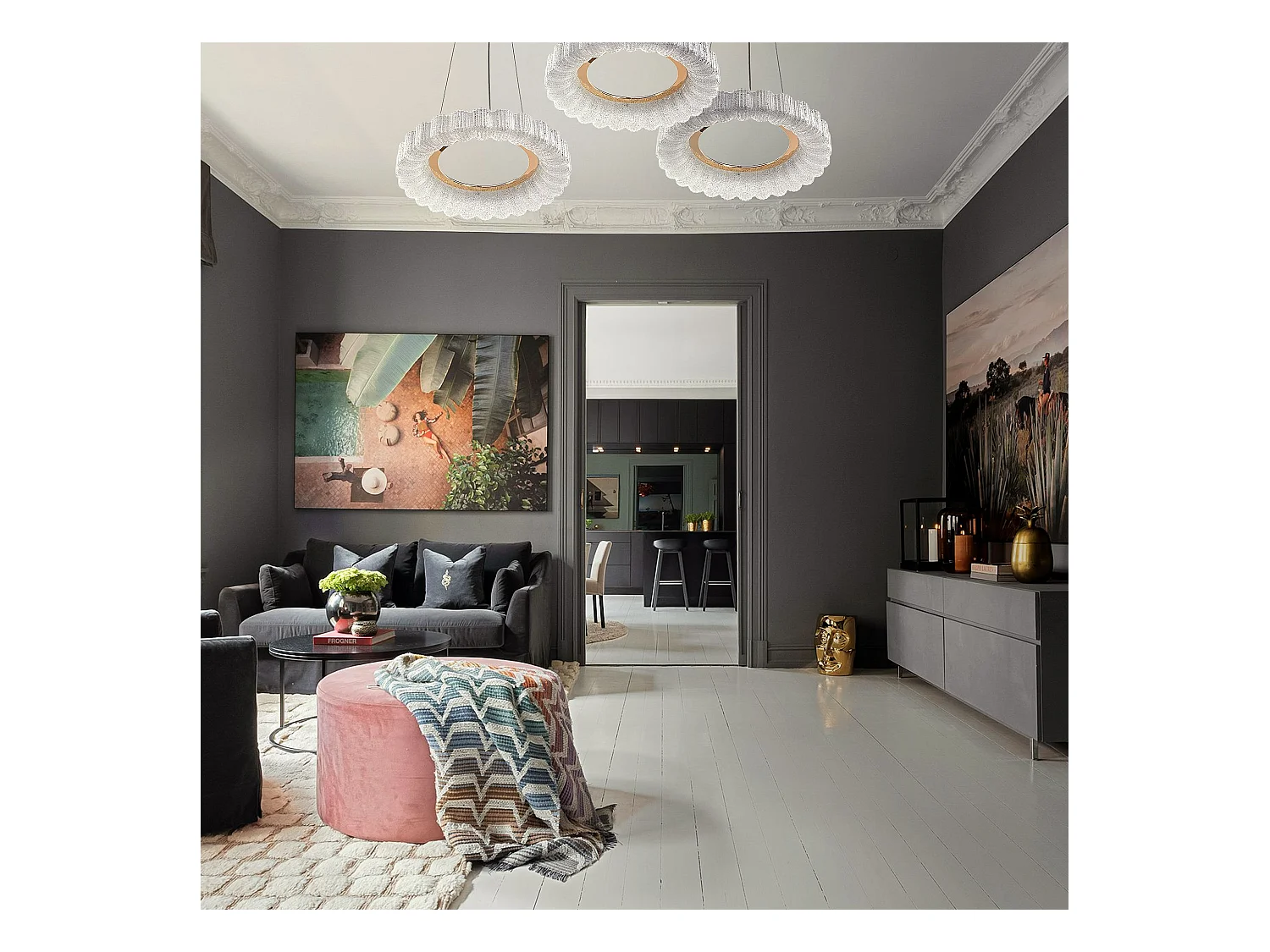 Lampe Suspendue Led Toolight Ms018-Cp Rose Gold 40Cm