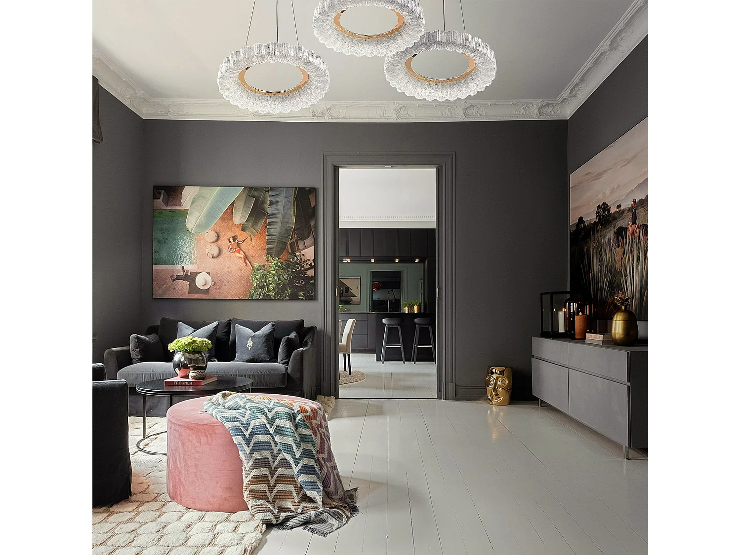 Lampe Suspendue Led Toolight Ms018-Cp Rose Gold 40Cm