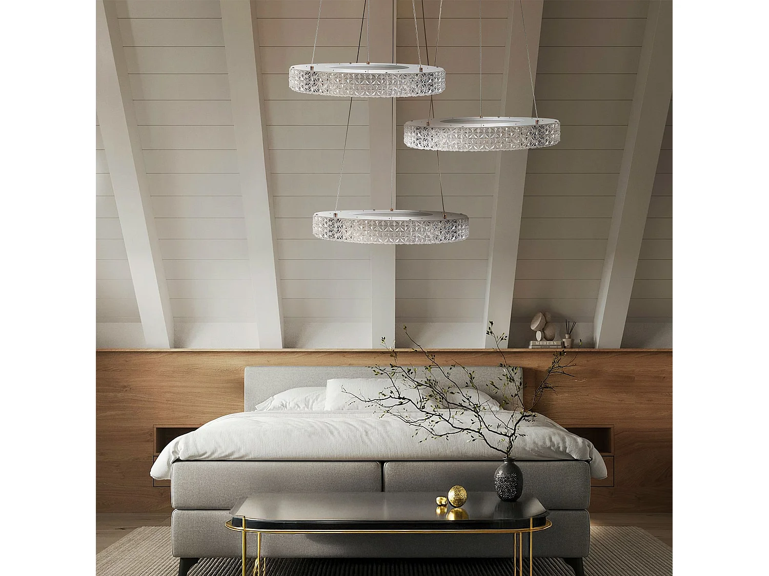 Lampe Suspendue Led Toolight Ms001-Cp Rose Gold 40Cm