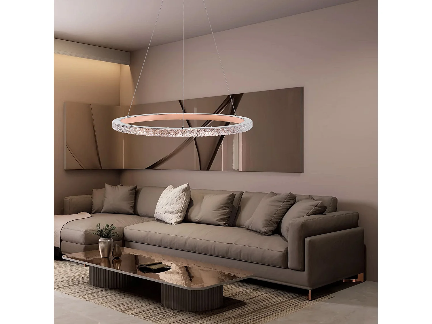 Lampe Suspendue Led Toolight Ms009-Cp Rose Gold 59Cm