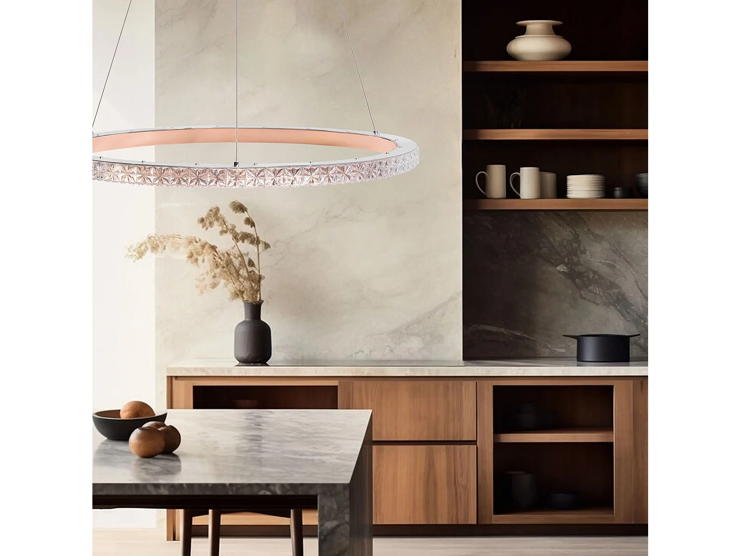 Lampe Suspendue Led Toolight Ms009-Cp Rose Gold 59Cm