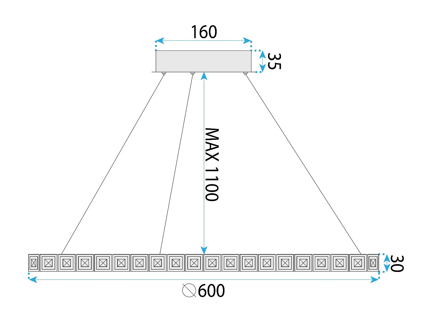 Lampe Suspendue Led Toolight Ms009-Cp Rose Gold 59Cm