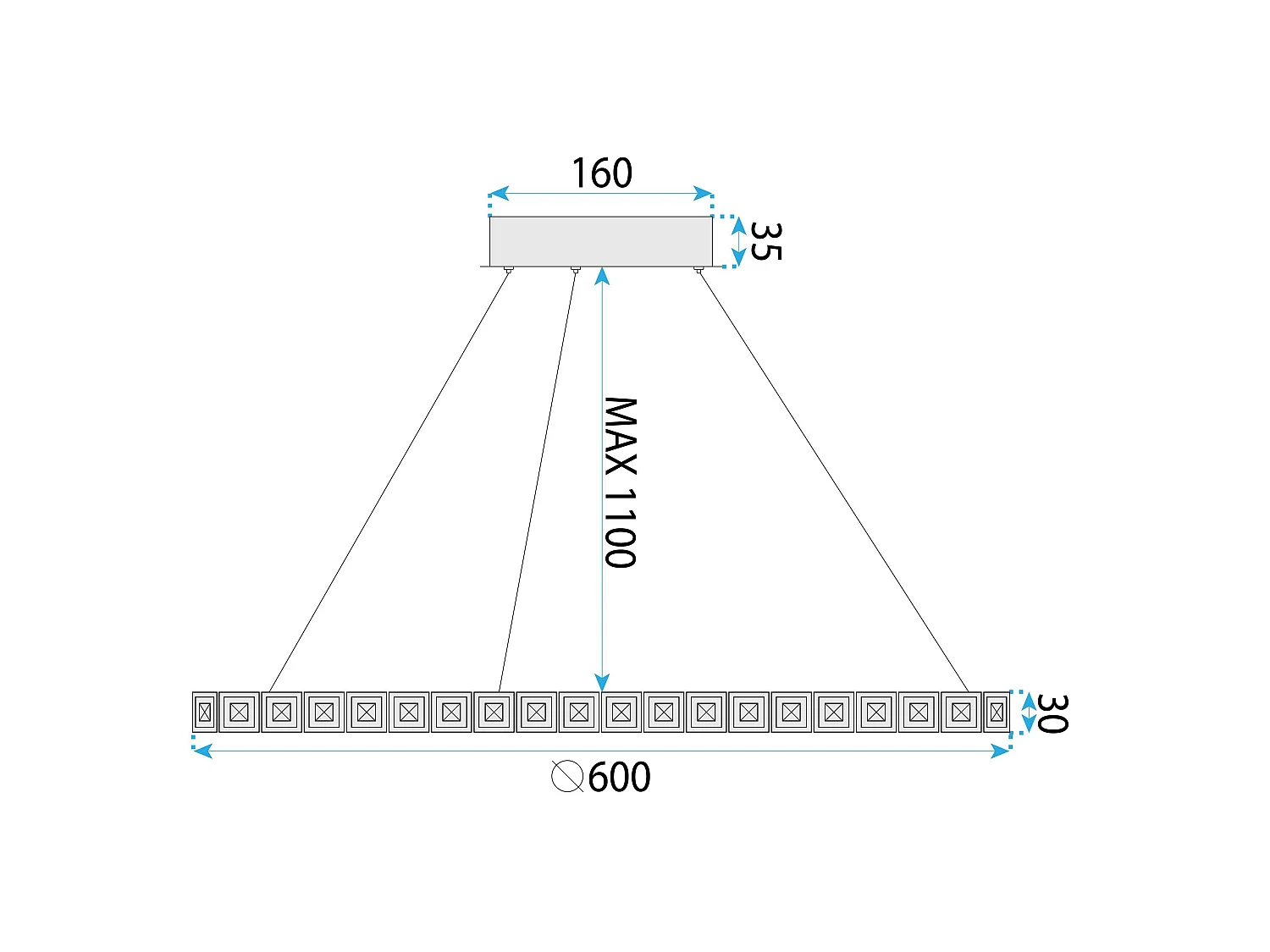 Lampe Suspendue Led Toolight Ms009-Cp Rose Gold 59Cm
