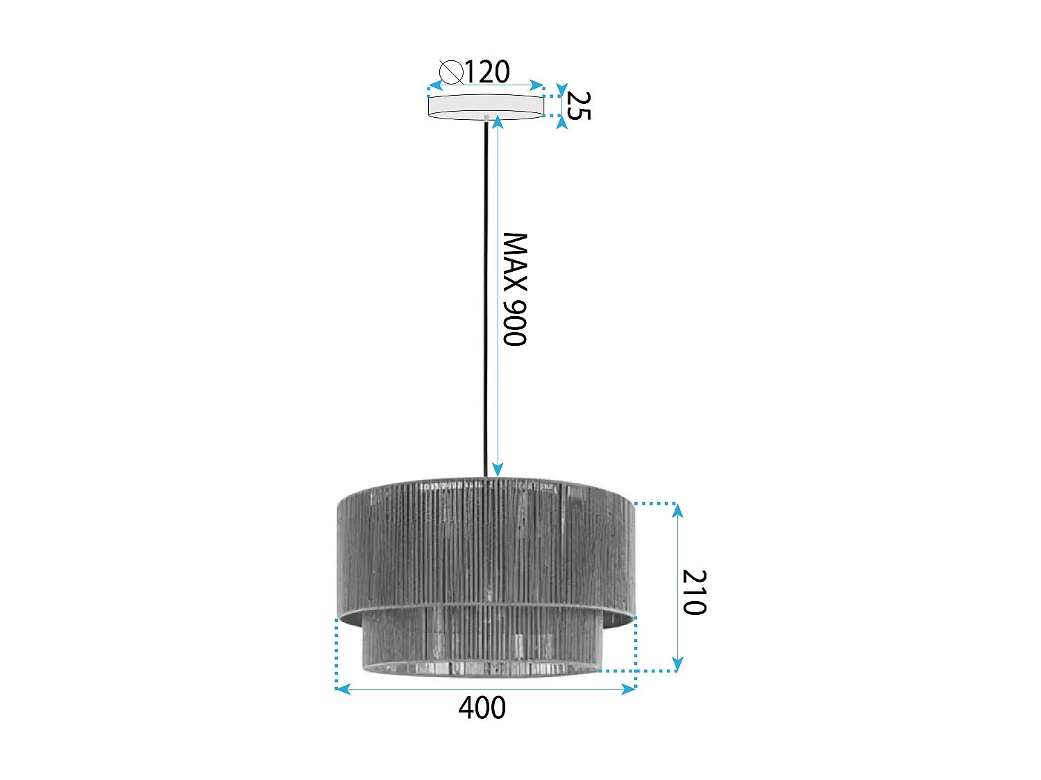Toolight APP1836-1CP hængelampe sort brun 40X40X80CM
