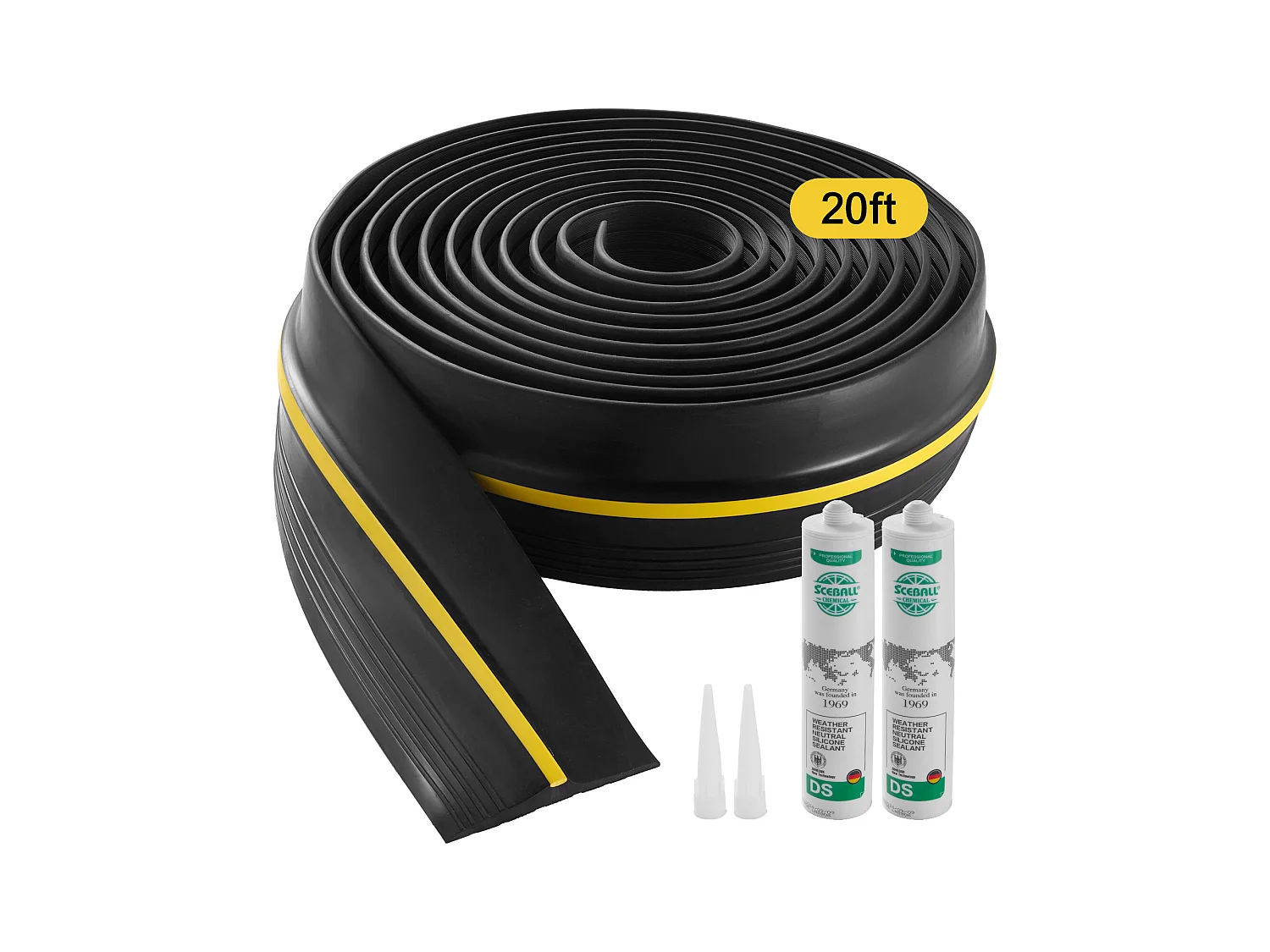 Bande d'Étanchéité SucceBuy de Seuil de Porte de Garage 610cm en PVC Imperméable à l'Eau, Bande Résistante aux Intempéries pour le Bas de Porte de Garage
