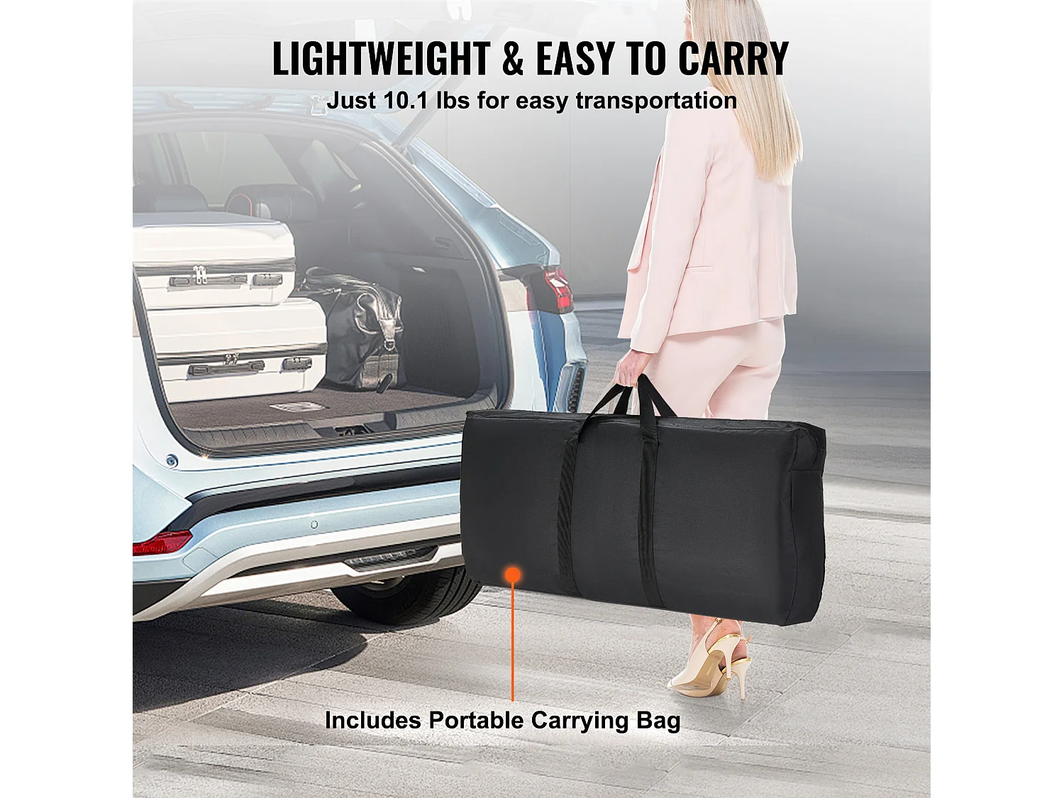 Table de Podium pour Salon Professionnel SucceBuy, 97 x 38 cm, Comptoir d'Exposition Pliable avec Support de Rangement et Sac de Transport