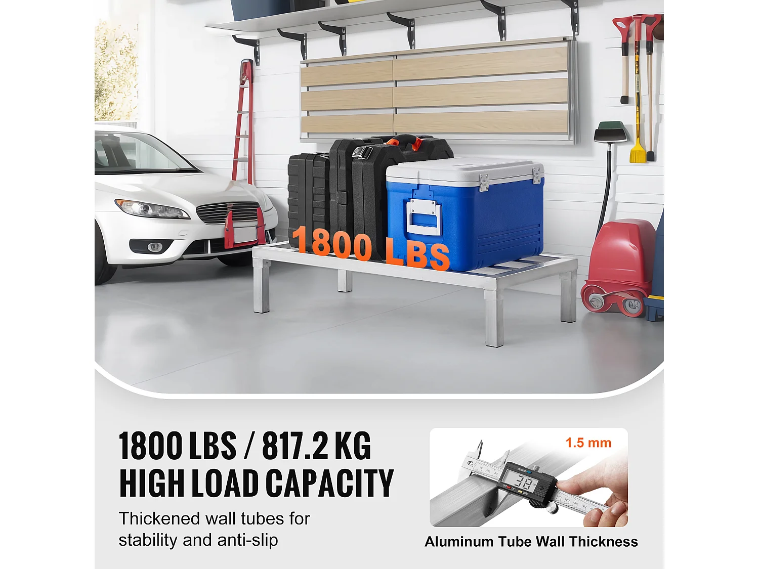 Étagère de Rangement SucceBuy Rack de Calage en Aluminium Rack de Calage Stationnaire 91 x 51 x 20 cm Rack de Stockage