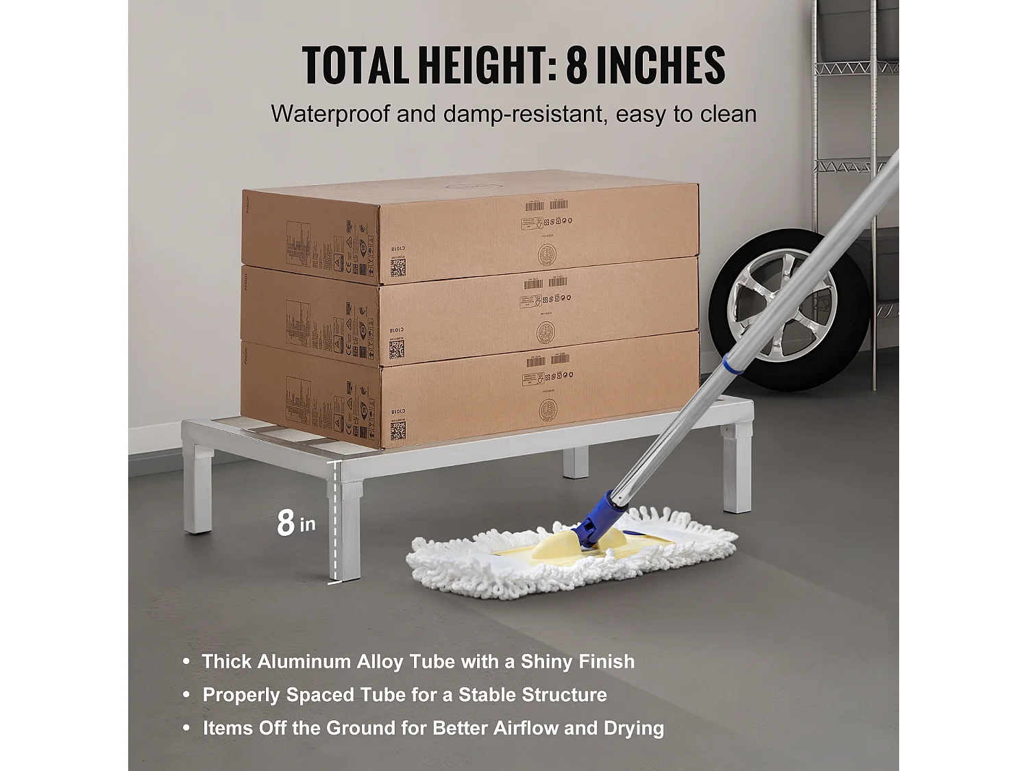 Étagère de Rangement SucceBuy Rack de Calage en Aluminium Rack de Calage Stationnaire 91 x 51 x 20 cm Rack de Stockage