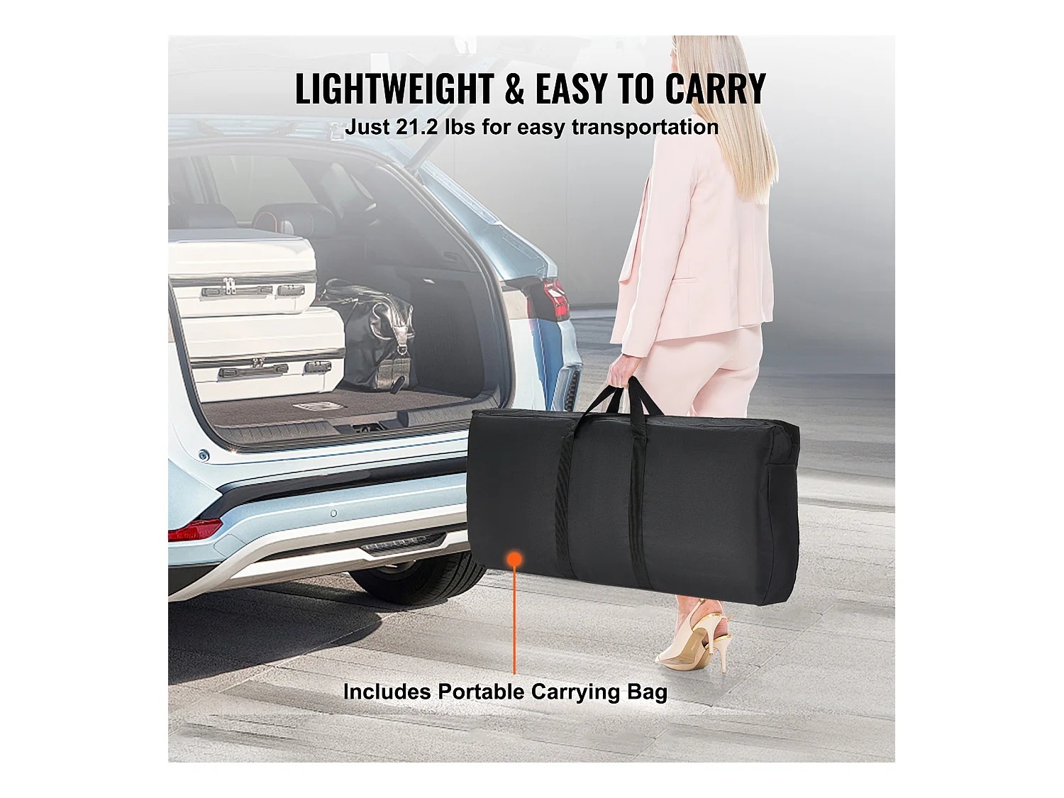 Table de Podium SucceBuy pour Salon Professionnel, 197,5 x 38,5 cm, Comptoir d'Exposition Pliable avec Support de Rangement et Sac de Transport