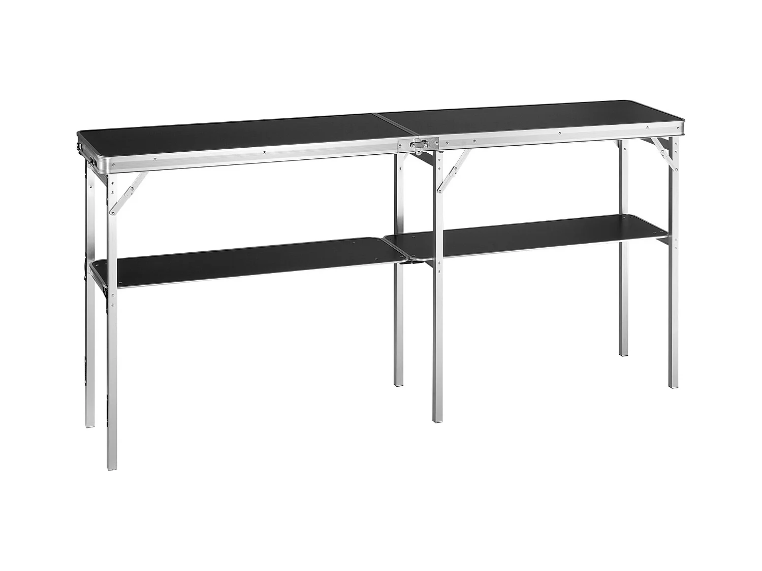 Table de Podium SucceBuy pour Salon Professionnel, 197,5 x 38,5 cm, Comptoir d'Exposition Pliable avec Support de Rangement et Sac de Transport