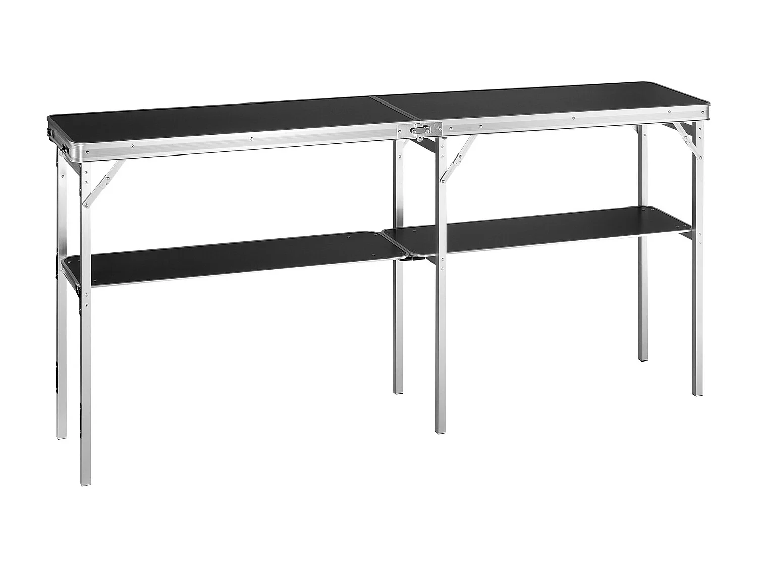 Table de Podium SucceBuy pour Salon Professionnel, 197,5 x 38,5 cm, Comptoir d'Exposition Pliable avec Support de Rangement et Sac de Transport