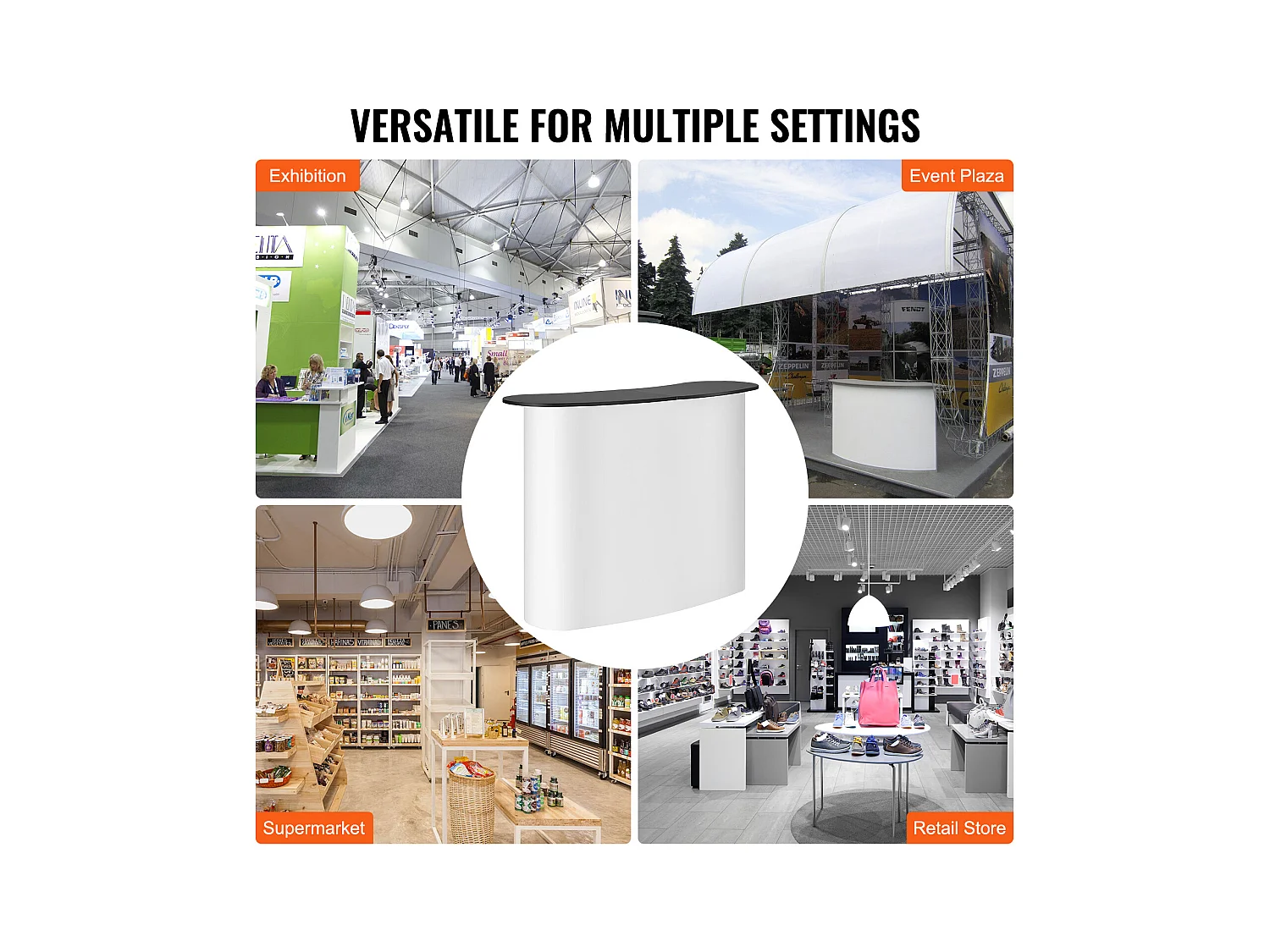 Table de Présentation pour Salon Professionnel SucceBuy 130CM x 46.5CM x 95CM, Support de Comptoir d'Exposition Pliable avec Support de Rangement