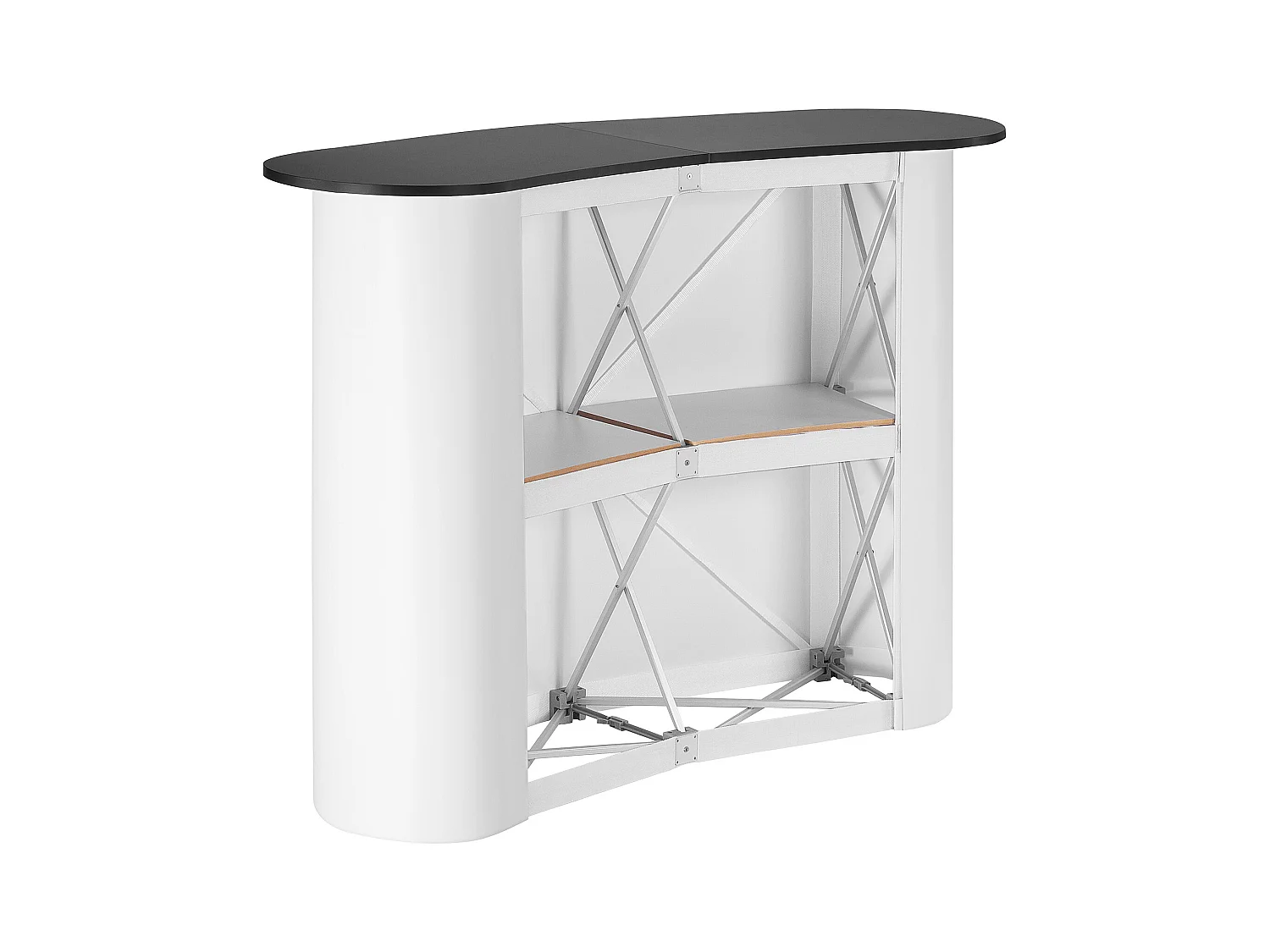 Tavolo da Presentazione per Salone Professionale SucceBuy 130CM x 46.5CM x 95CM, Supporto Bancone Espositivo Pieghevole con Supporto di Archiviazione