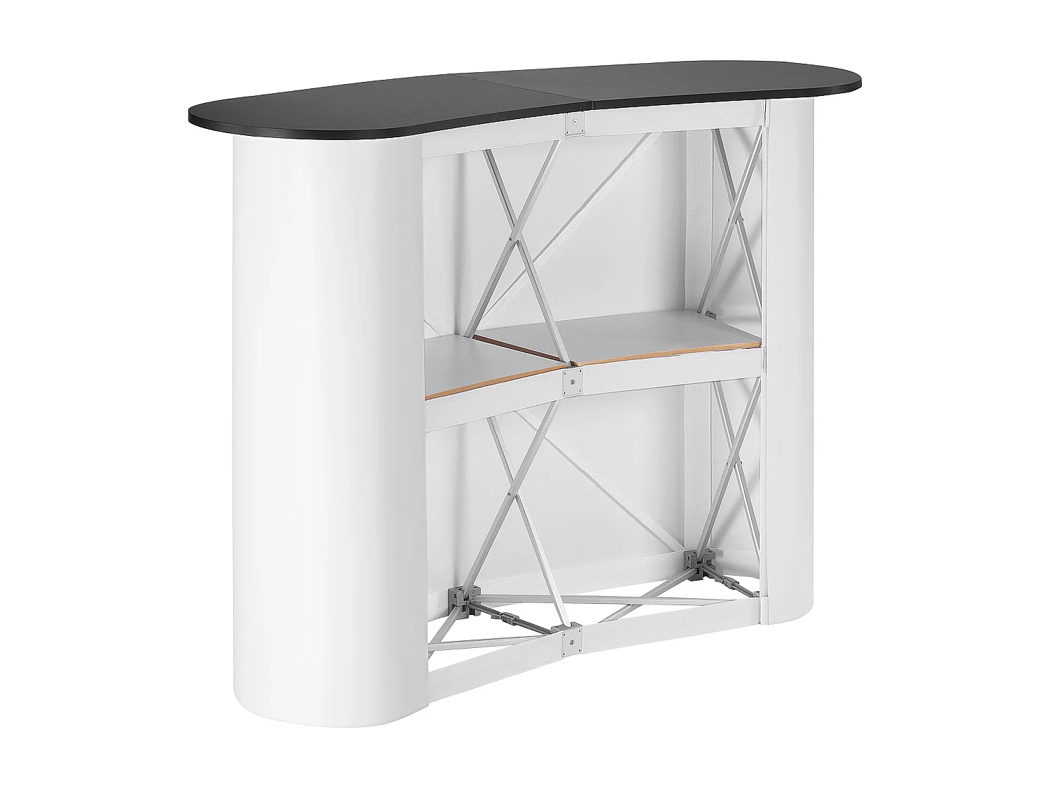 Table de Présentation pour Salon Professionnel SucceBuy 130CM x 46.5CM x 95CM, Support de Comptoir d'Exposition Pliable avec Support de Rangement