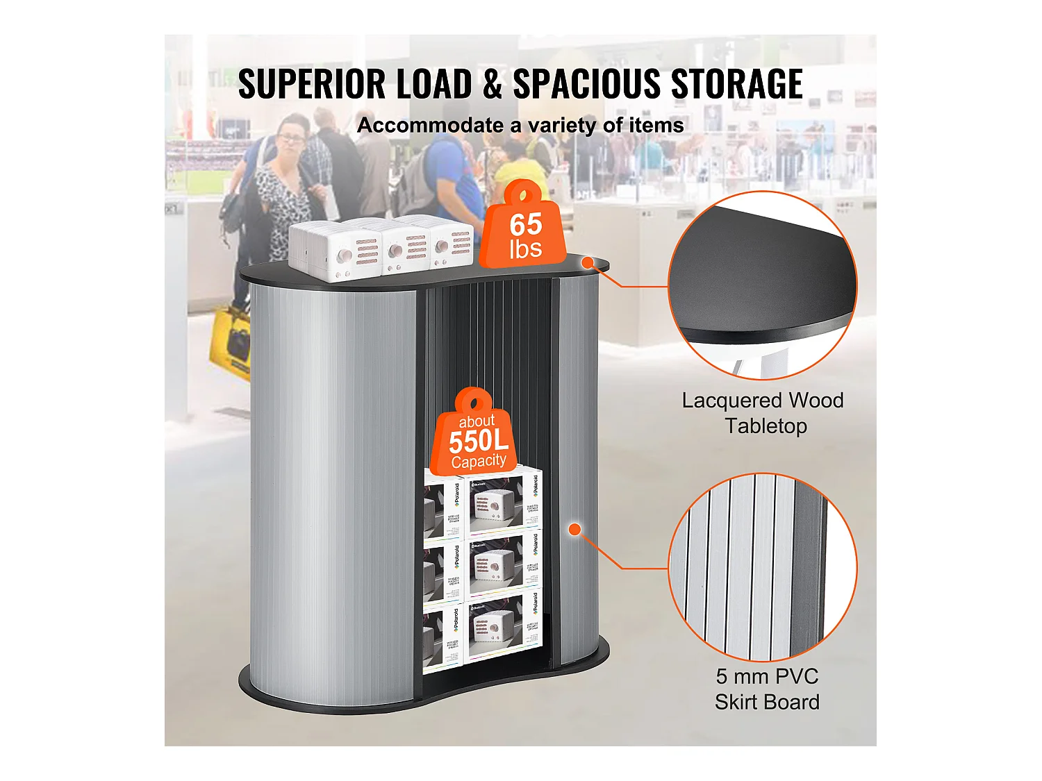 Presentatietafel SucceBuy voor Professionele Beurs, Opvouwbare Balieondersteuning 90CM x 49CM x 94CM