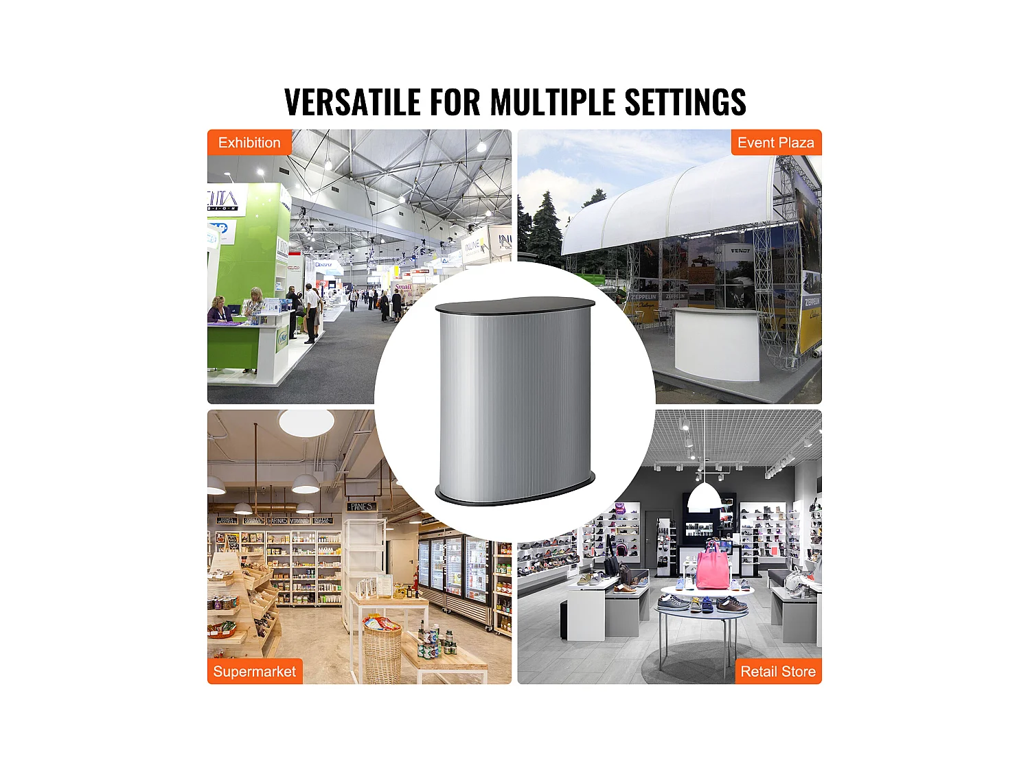 Presentatietafel SucceBuy voor Professionele Beurs, Opvouwbare Balieondersteuning 90CM x 49CM x 94CM