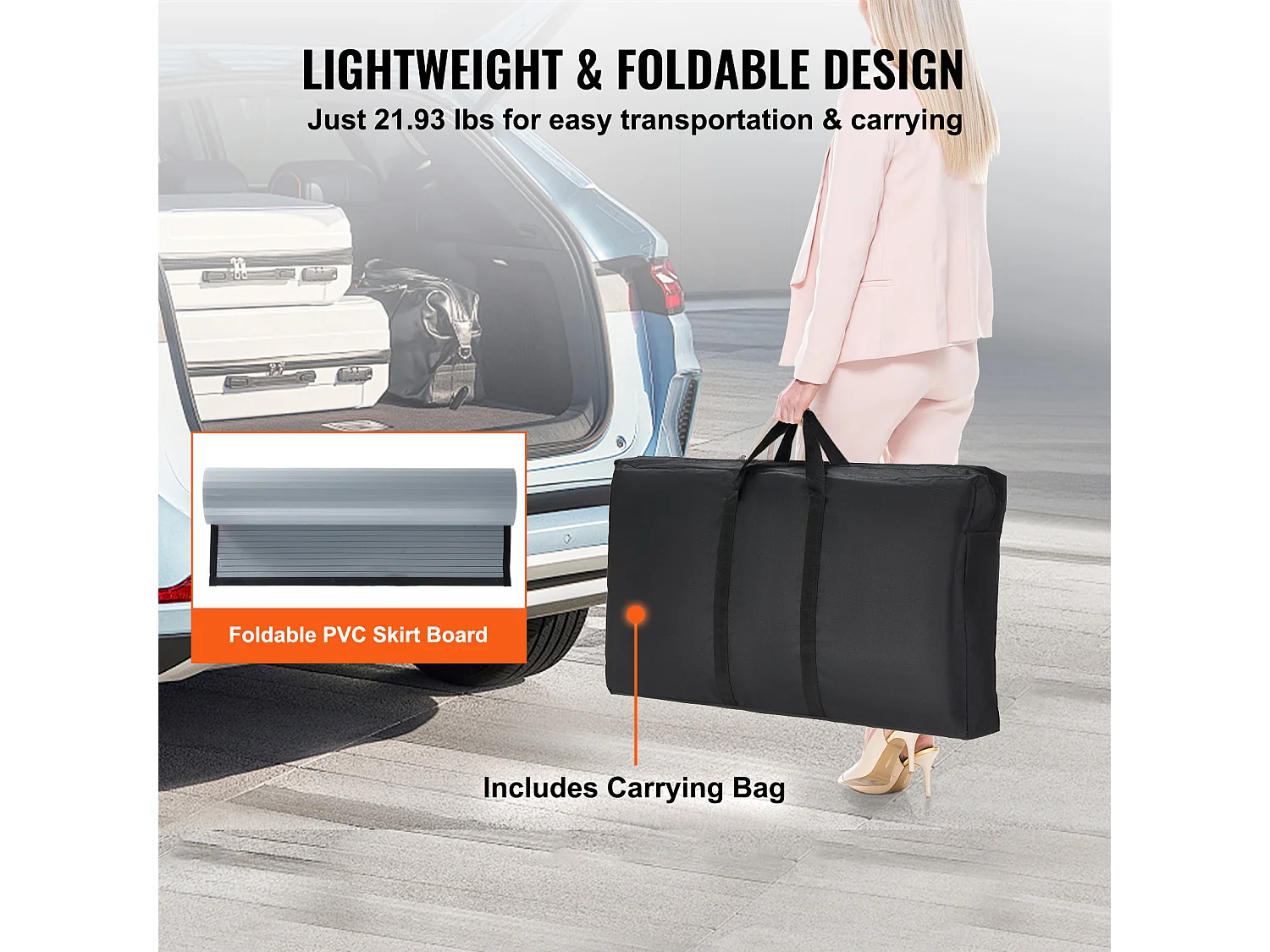 Table de Présentation SucceBuy pour Salon Professionnel, Support de Comptoir Pliable 90CM x 49CM x 94CM