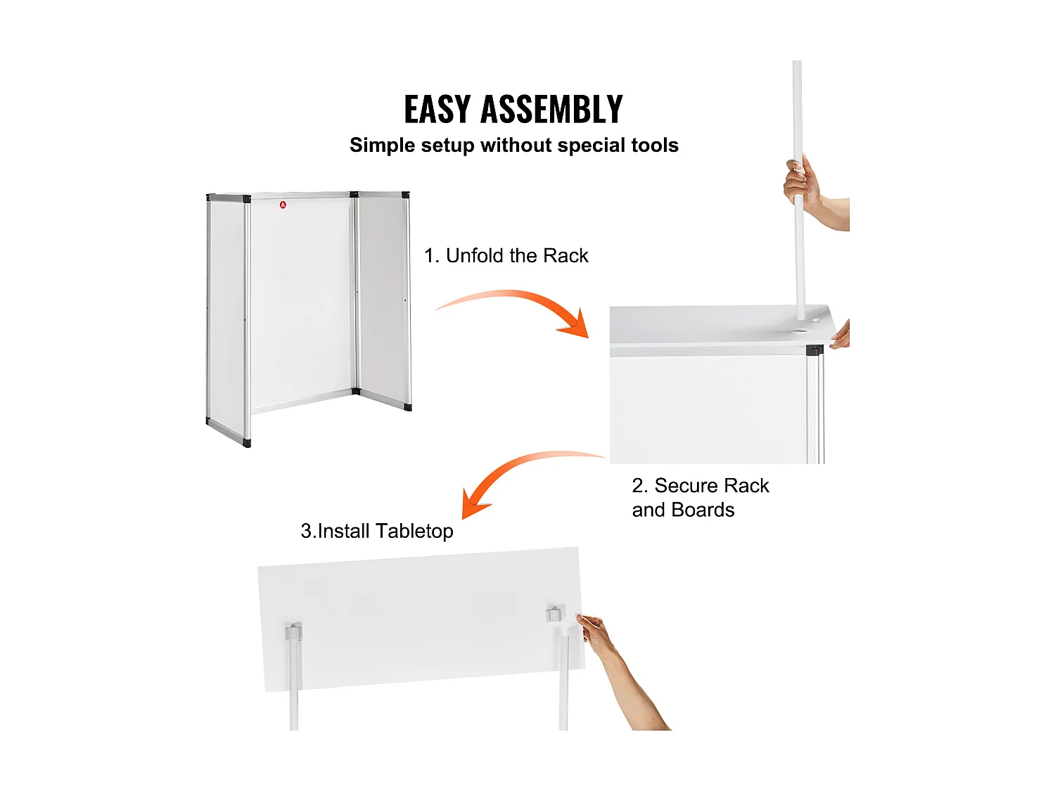Table de Présentation SucceBuy, pour Salon Professionnel 78.5CM x 38CM x 181.5CM, Comptoir d'Exposition Pliable avec Mur, Table de Bar de Promotion au Détail