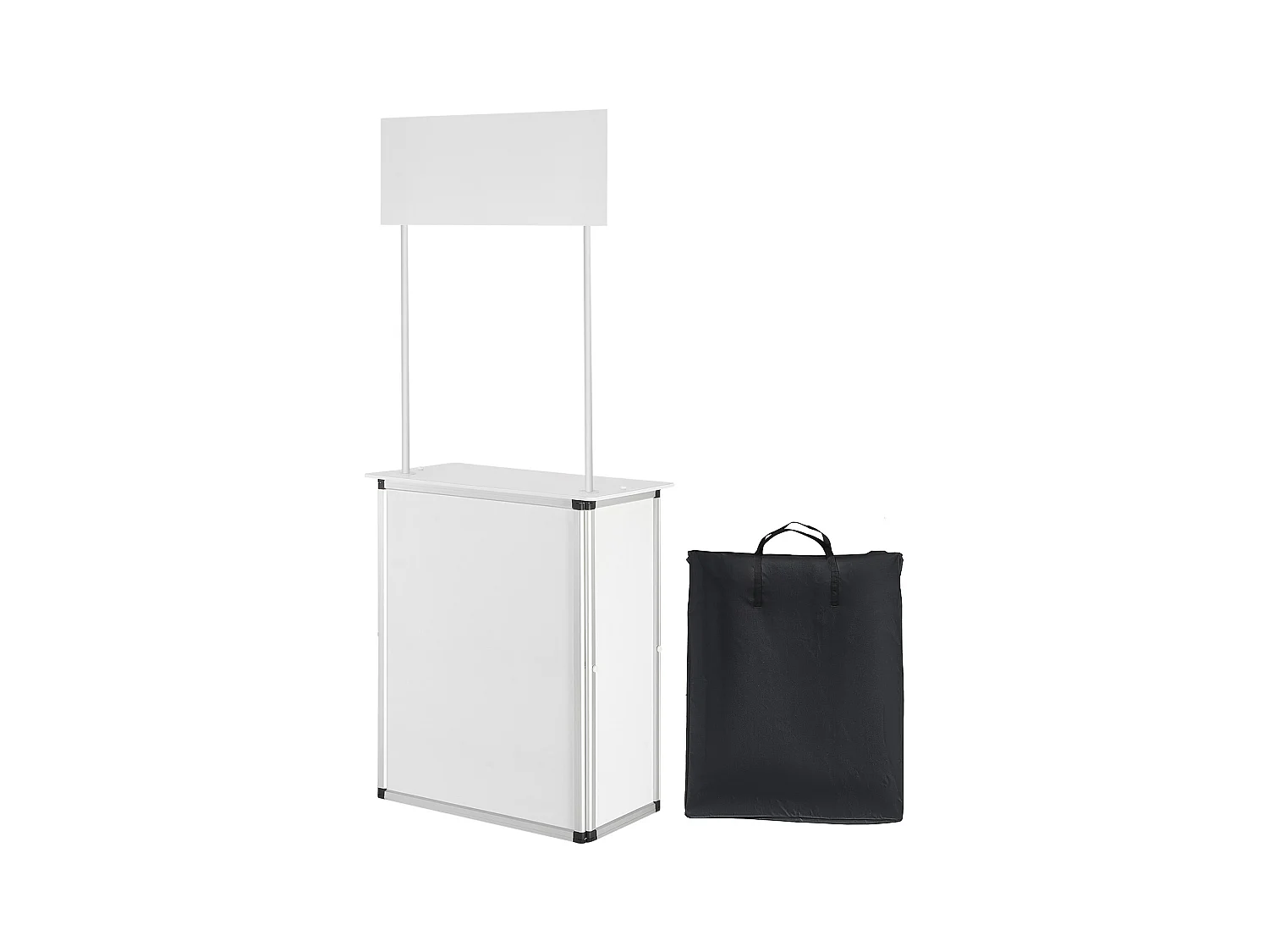 Präsentationstisch SucceBuy, für Fachmesse 78.5CM x 38CM x 181.5CM, Klappbarer Ausstellungstresen mit Wand, Werbetisch für Einzelhandel