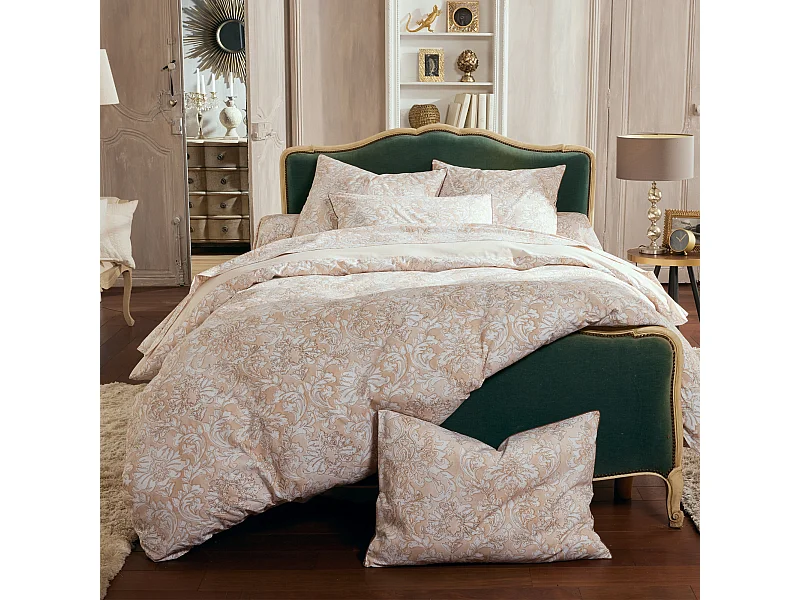 Parure de lit 300x240 cm 65x65 cm percale de coton PALAZZO beige 3 pièces