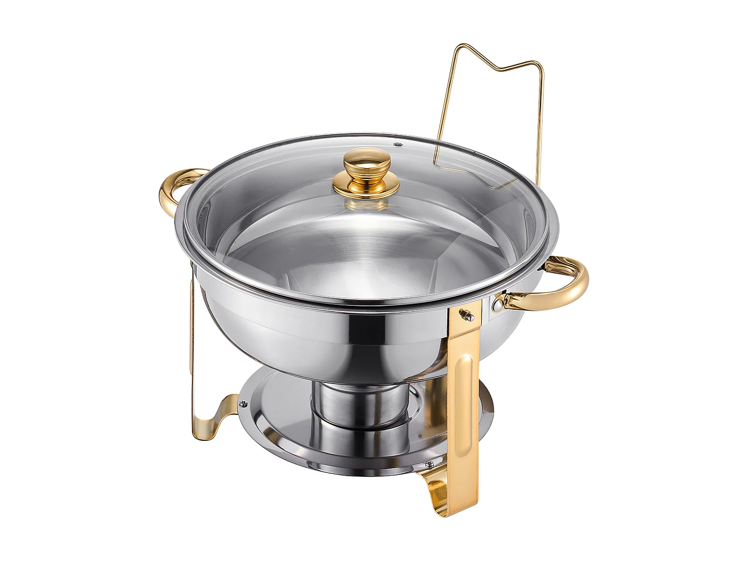 Chauffe-Plats SucceBuy Chauffe-Plat Buffet Rond 4 Pièces 4.7 L Buffet Chauffant Rond, Réchaud en Acier Inoxydable, avec 4 Bacs de Grande Capacité