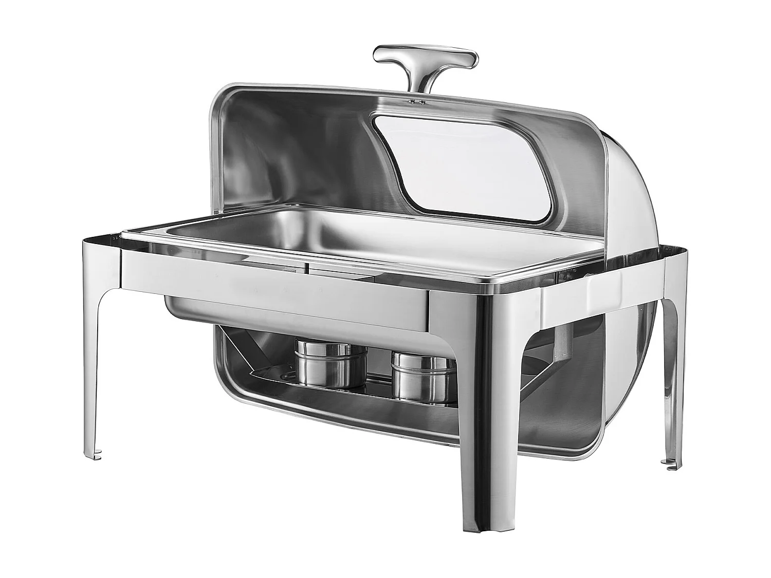 Voedselverwarmers SucceBuy Set van 8.5 L Roestvrijstalen Rechthoekige Chafing Dish met Oproldeksel en 2 Pannen van Halve Grootte