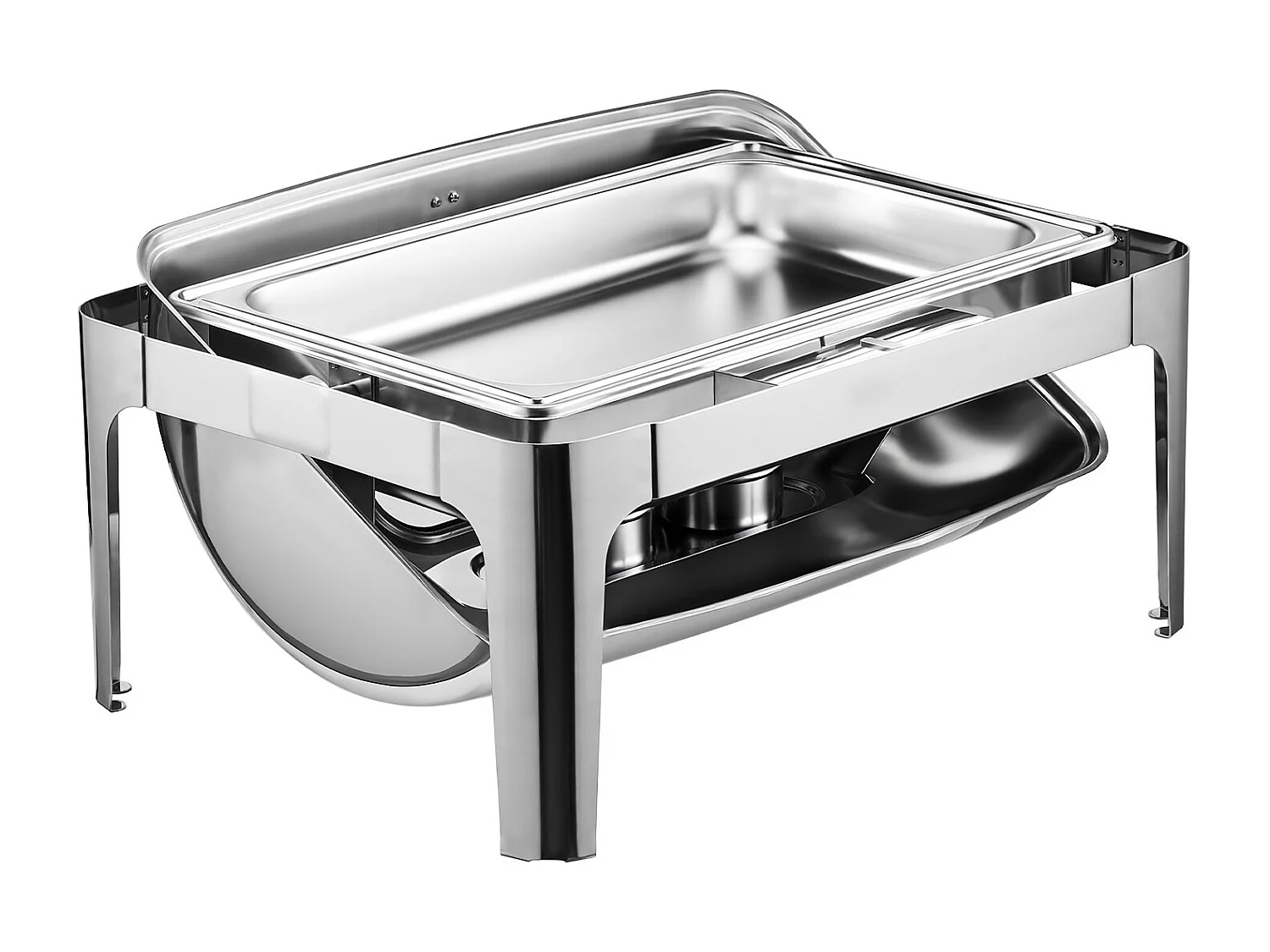 Voedselverwarmers SucceBuy Set van 8.5 L Roestvrijstalen Rechthoekige Chafing Dish met Oproldeksel en 2 Pannen van Halve Grootte