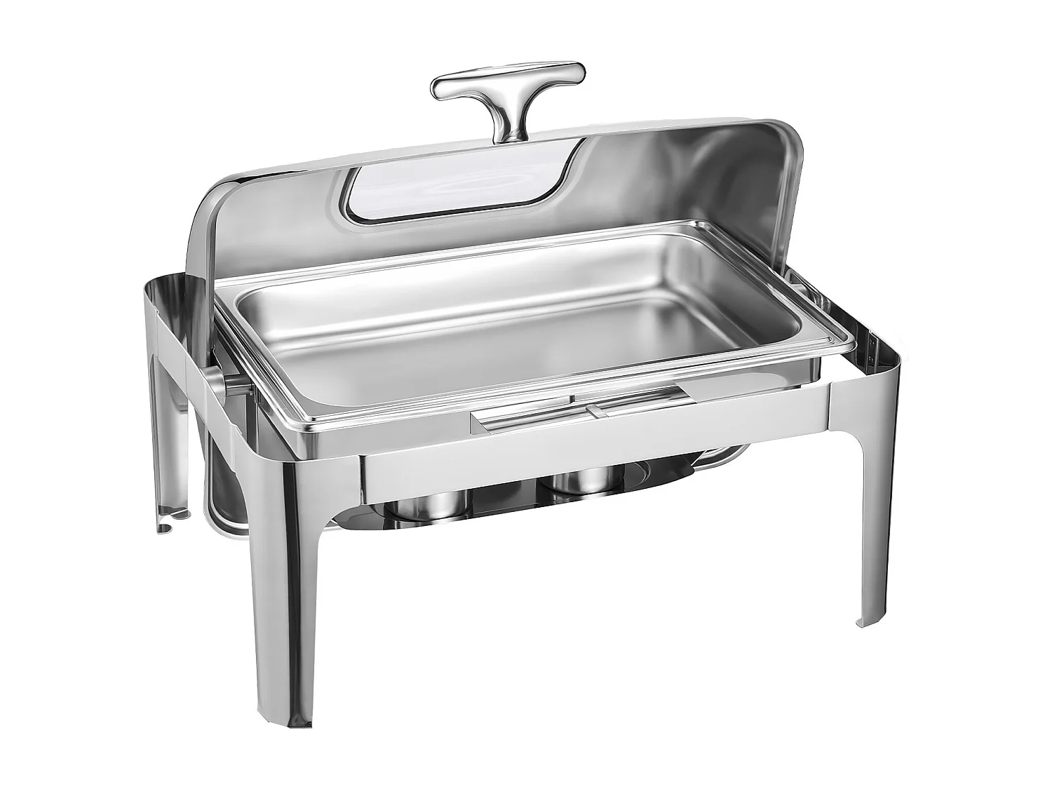 Voedselverwarmers SucceBuy Set van 8.5 L Roestvrijstalen Rechthoekige Chafing Dish met Oproldeksel en 2 Pannen van Halve Grootte