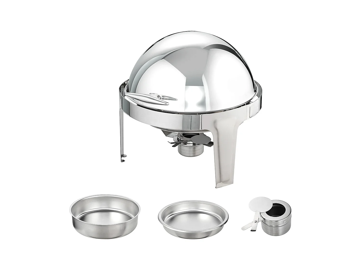 Chauffe-Plats SucceBuy Lot de 2 Plats à Réchaud Ronds avec Couvercle en Acier Inoxydable, Casserole de Taille Standard de 5.5 Litres, Support de Combustible